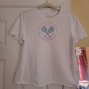 Lilly Pulitzer White Tee with Tennis Graphic Size S